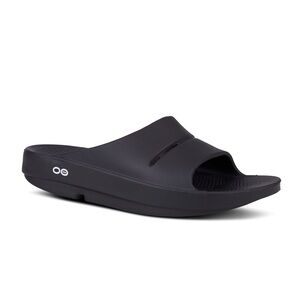OOFOS Ooahh Black Cushioned Recovery Sandals Slides Size 8